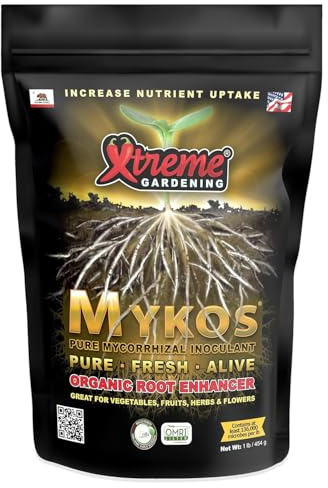 Xtreme Gardening Mykos Mycorrhizae for Plants- Granular Mycorrhizal Fungi Root Inoculant, OMRI Listed Organic Biofertilizer for Stronger Roots & Nutrient Uptake (1 lb)