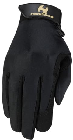 Heritage Products unisex adult Classic horse riding gloves, Black, 6 US