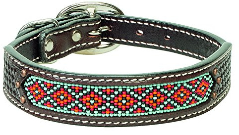 Weaver Leather Pet Beaded Basket Weave Dog Collar,3/4 x 15