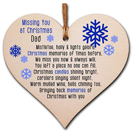 The Plum Penguin Handmade Wooden Christmas Hanging Heart Plaque Gift Missing you at Xmas sentimental rememberance present tree decoration snowflake lost loved ones