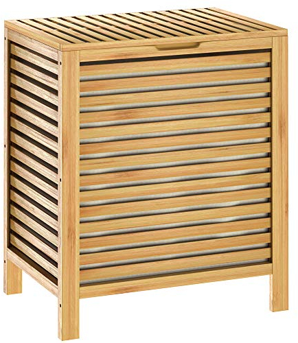 CASARIA® Wäschekorb Bambus 62l Wäschebox natur Wäschebehälter entnehmbarer Wäschesack Badezimmer Truhe Wäschetonne Wäschesammler Bad