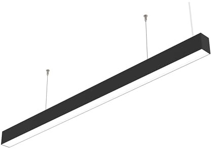 Silamp Plafoniera LED 48W 120x7x5cm Nera da Sospensione con Cavo Acciaio