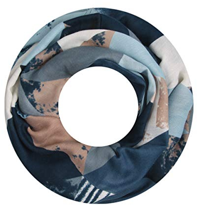 Majea Damen Loop Schal Schlauchschal Halstuch (880020) (blau 3)