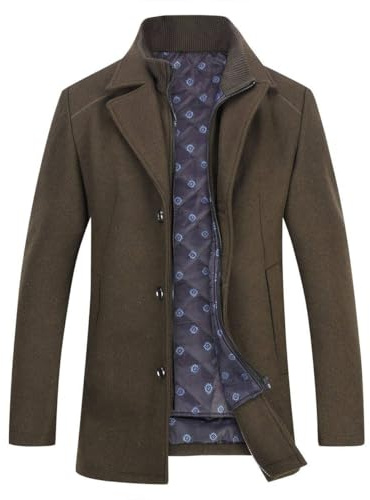 YOUTHUP Cappotto in Lana con Gilet da Uomo Invernale Cappotti Corto di Lana Casual Trench Coat