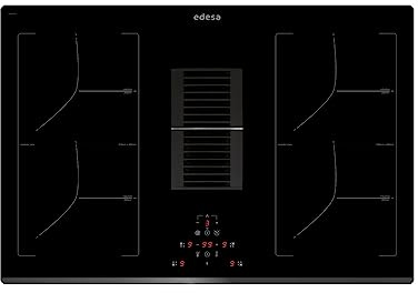 Edesa Placa de Inducción EIT-7422 DD B Aspiración Integrada Panel de Control Touch Potencia Total 9 kW Máxima Extracción 199m3/h Motor Brushless Grandes Funciones Acabado Color Negro