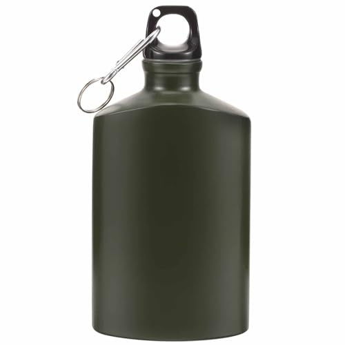 Toddmomy Military Water Bottle 500Ml Lightweight Aluminum Flat Canteen with Hook for Camping Hiking Outdoor Use