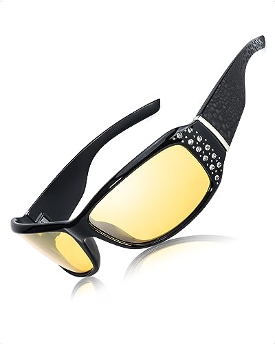 LVIOE Nachtsichtbrille Damen mit polarisierten gelben Gläsern Anti Glare Nachtsichtbrille für Regen/Nebel