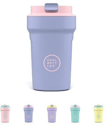 Cool Bottles - Paradise Tumbler - Vaso Térmico de Acero Inoxidable - 350 ml - Mykonos - Azul y Rosa - Tapa Hermética - Bebidas frías 10 horas y calientes 5 horas - Acabado Antimanchas