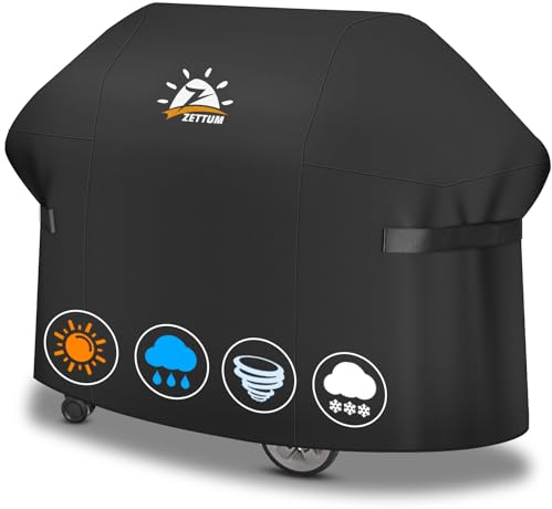 Zettum Grillabdeckung 182 cm - 7132 Grill Abdeckung für Weber Gas Grill Heavy Duty&Wasserdicht, PU abdeckhaube für Char-Broil, Nexgrill, Monument, Dyna-glo, Brinkmann Grill (182 L x 68 W x 129 H cm)