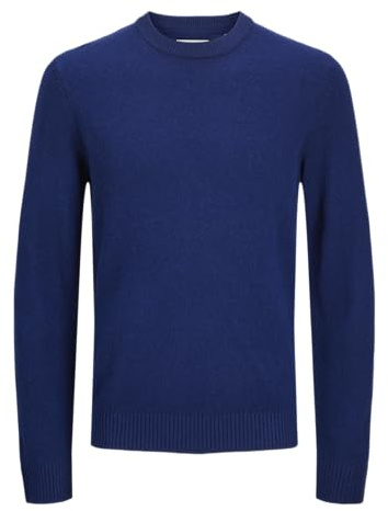 JACK & JONES Jprcclambswool Knit Crew Neck Ln Maglione Lavorato a Maglia, profondità Blu, S Uomo