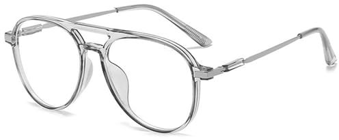 MAGIMODAC Damen Herren Lesebrille Groß Mode Computer Lesebrillen Oversized Blaulichtfilter Brille Sehhilfe Lesehilfe Grau 2.50