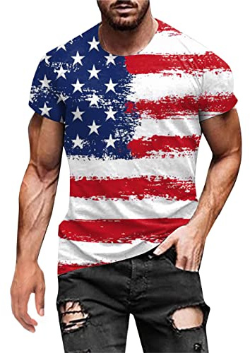 T-tröja USA flagga herr sweatshirt banner enade stater av Amerika us stjärnor ränder t-shirt kortärmad sommarskjorta 3D tryck herrskjortor fritidsskjorta sommar löpartröja sport tröja andas