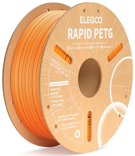 ELEGOO Rapid PETG Filament 1.75mm Orange 1 KG, High Speed 600mm/s 3D Drucker Filament Maßgenauigkeit +/- 0.02 mm, 1kg Pappspule(2.2lbs) Passend für die Meisten 3D Printer