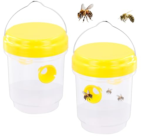 Piège à Insectes Réutilisable, Lot de 2 Pièges à Guêpes à L'extérieur à Suspendre, Professionnel Attrape-Insectes, Attrape Frelons pour Jardin Intérieur et Extérieur (Jaune)