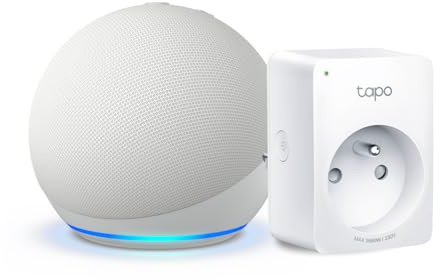 Echo Dot (5e génération) | Blanc + Tapo Matter Prise Connectée, Fonctionne avec Alexa - Kit de démarrage Maison connectée