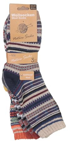 MATY FASHION Calcetines para hombre, multicolor, cálidos, noruegos, invierno, traje tradicional de lana, 198, 3 Pares Colorido Mezclado, 39-42