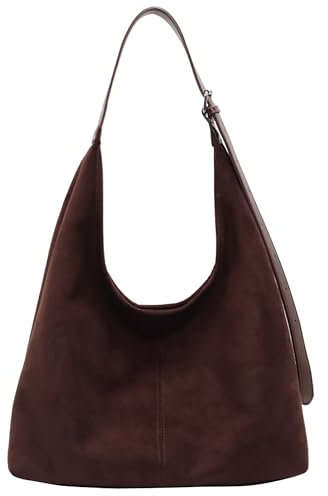 Ibalulu Kunstwildleder Handtasche Damen Vintage Tote Bag Uni Tasche Groß Hobo Bag Suede Schultertasche Slouchy Bag Beuteltasche Damen-Shopper Taschen