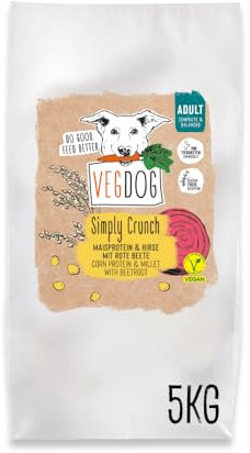 VEGDOG Simply Crunch hypoallergenes Trockenfutter (5 kg) | Adulte Hunde | ohne Gluten und Soja, gut verträglich, purinarm | Alleinfutter für Allergiker mit Maisprotein