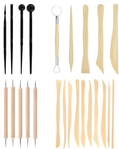 Vimmvid Lot de 24 outils de modelage en argile pour argile à séchage automatique, séchage à l'air libre, pour travaux manuels et projets de bricolage