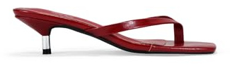 BOSANOVA Sandalias de tacón Estilo Mule para Mujer en Color Brillante con Fina Tira de Dedo y Suela Cuadrada con tacón Kitten metálico. Sin Cierre. Calzado para Mujer Rojo 37