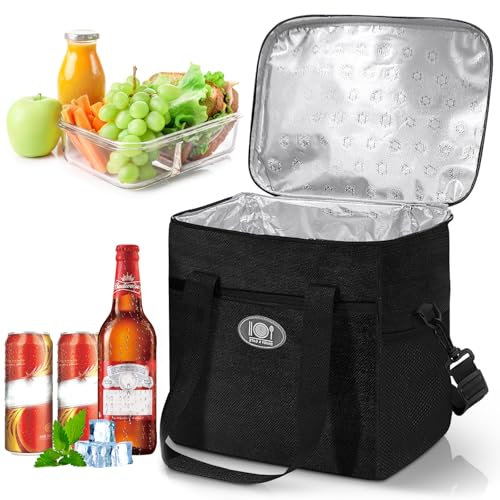 Poraceous Bolsa Termica Porta Alimentos 16L, Bolsa Comida Trabajo, Nevera Portatil, Bolsa Isotermica Porta Alimentos, Bolsa Termica Comida Trabajo, para Oficina, Viaje, Pícnic, Colegio, Camping
