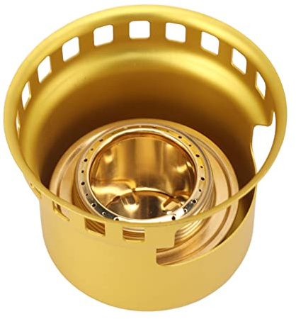 Drfeify Poêle à Alcool en Alliage en Aluminium Portable, Brûleur à Vent pour Pique-nique de Camping, Poêle de Randonnée en Cuivre pour Activités de Plein Air (GOLD)