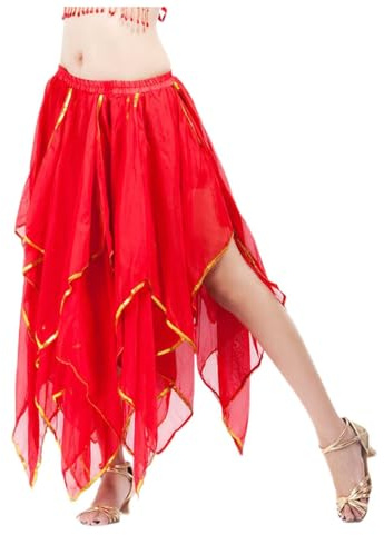 Falda de danza del vientre para mujer, falda de tul, accesorio de disfraces, fiesta, moda, falda de gasa, falda de danza del vientre, accesorio maxi falda de práctica plisada, estilo bohemio, vestido