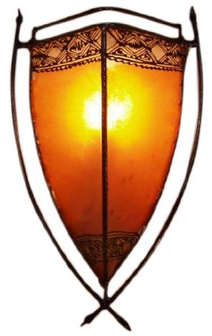 GURU SHOP Henna Lampe, Leder Wandlampe/Wandleuchte - Myra Orange, 44x24x14 cm