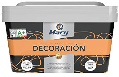 Macy Pintura Plástica Mate Decoración Interiores Excelente Cubrición, Acabado Perfecto. Color Naranja. 4 Litros