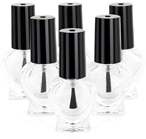 TRIXES 6 Flacons Vides de Vernis à Ongles en Forme de Cœur