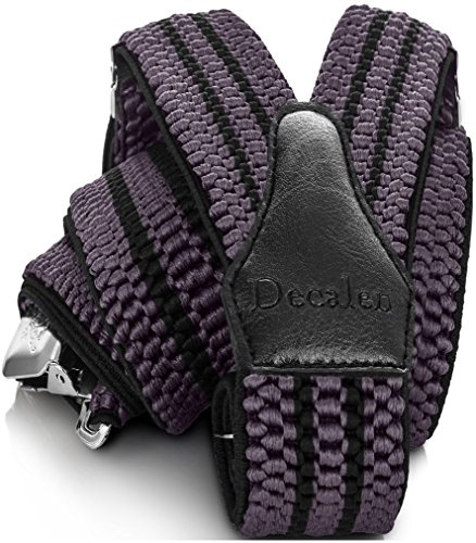 Decalen Bretelle Uomo Eleganti Extra Forte Clip Taglia Unica per Uomini e Donne Grandi e alti Larghezza Regolabile di 4 cm e Forma a Y Elastica (Grigio Nero)