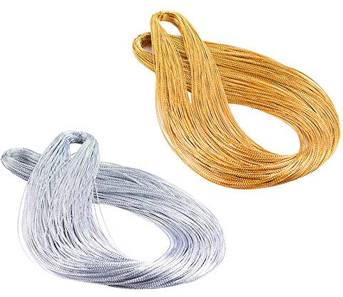 Udewo 200M Gold & Silver Twine, 1MM Golden Threads, Metallic String Tinsel, Gold Twine, Christmas Twist Ties for Crafts & DIY