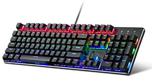 Z-Edge Mechanical Gaming Keyboard Wired USB Gaming Keyboard 104 Keys with Customizable Rainbow Backlit, Anti-Ghosting, Aluminium Plate, Plug & Play, for Gamers and Typists - US Layout