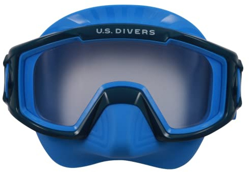 U.S. Divers Avila Junior II Snorkel Mask - Curved 1-Window Lens for Panoramic Vision, Anti-Fog, Easy Adjust Elastic Strap - Play Series | Unisex Children, Small (Ages 6+), Blue/Navy Blue