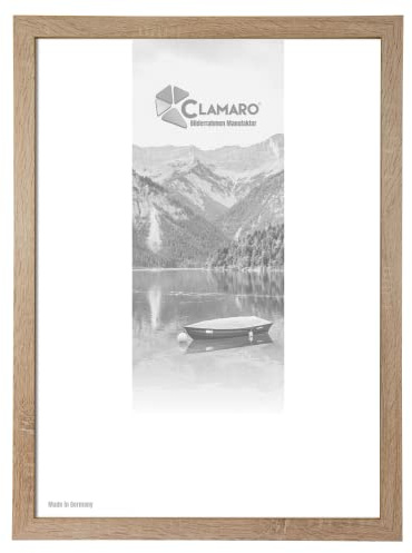 CLAMARO 'Collage' Bilderrahmen 90x125 handgefertigt nach Maß | Eiche Sonoma | Moderner eckiger MDF Holzbilderrahmen inkl. Acrylglas, Rückwand und Aufhänger (querformat & Hochformat)