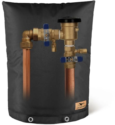 Backflow Preventer Insulation Cover - Water Pipe Insulation Sprinkler Cover for Outside - Insulated Backflow Cover Pouch for Irrigation Back Flow Valve in Winter or Sun Exposure (16W x 20H, BLACK)