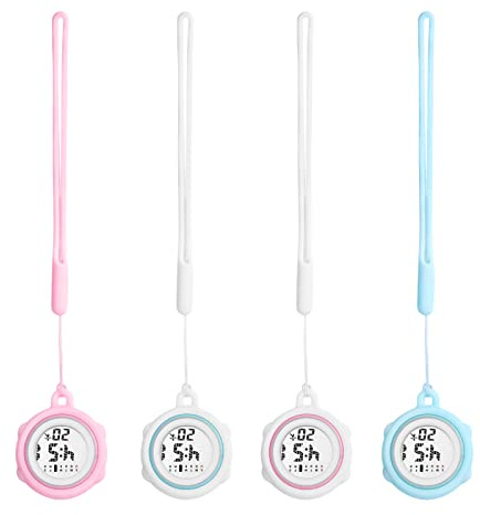 JewelryWe Digital klocka karbinhake digital fickur med silikonskyddande skal datum vecka kalender larm stoppur klockor med elastiskt band gåva för sjuksköterskor läkare lärare