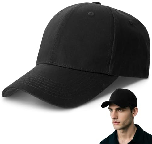 GWHOLE Baseball Cap Black for Men Women, Adjustable Cotton Plain Cap for Running Hiking, Classic Sport Hat 56-58cm