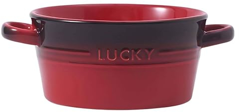 TYMYYS Suppentassen Mit Henkel,suppenschüssel Mit Griffen, Bouillonbecher, Cremesuppenschalen Porzellan, Keramikschale-rot-12.5cm, 500ml