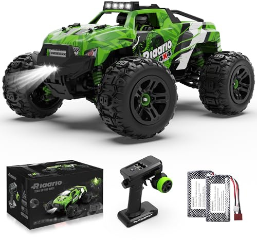 RIAARIO 1:18 All Terrain RC Car, 36 KPH High Speed Remote Control Car with 2.4 GHz Remote Control, 4WD Electric Vehicle Off-Road Truck, 4X4 Waterproof RC Trucks with 2 Rechargeable Batteries