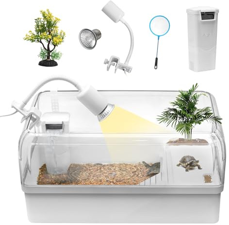 Clioran Turtle Tank Starter Kit for Baby Turtle,6.57 Gallon Aquarium Medium