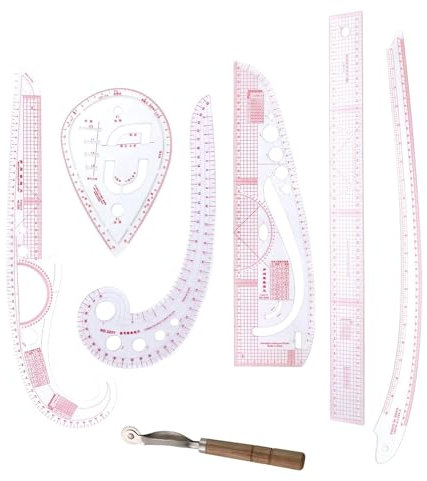 Trintion kurvenlineal Schneiderbedarf Schneiderlineal,7 Pieces Bekleidung Kurve Lineal Ärmel Knopf Patchwork Zubehör Design für Muster Zeichnung als Schablone Mehrzweck