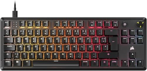 Corsair K70 CORE TKL RGB Mechanische Tenkeyless-Gaming-Tastatur – Vorgeschmierte MLX Red v2 Linear Switches – SOCD – Zweischichtige Schalldämpfung – ABS Keycaps – QWERTZ DE – Schwarz