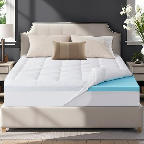 ABENE Topper 180x200cm H4 Hart Gel Schaum mit Waschbar Bambusfaser Bezug 7cm Höhe Matratzen Topper, Matratzentopper Atmungsaktiv Druckverteilung für Boxspringbett (180cmx200cm, Weiß)