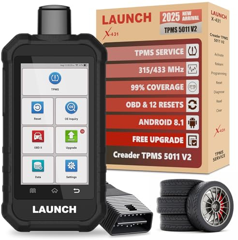 LAUNCH X431 Creader TPMS 5011 V2 Tire Pressure Monitoring Sensor Service Scanner Supports All 315/433MHz Sensors with 12 Service Functions - Upgraded Version of CRT5011E