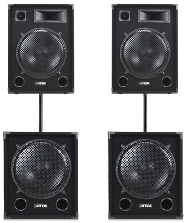 MAX 2x 15” Passive PA DJ Speaker & Subwoofer System, 4400W