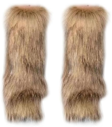 NIDONE Fuzzy lurvig benvärmare 1 par 40 cm luddiga benvärmare för kvinnor vinter varm päls stövel manschetter skydd till jul, halloween, hippie kostym, luddig