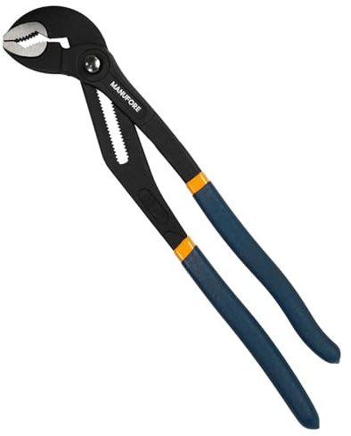 MANUFORE Heavy Duty 16-Inch Water Pump Pliers, Quick Release Groove Joint Pliers with V-Jaw, for Griping Pipes, Rods, Shafts