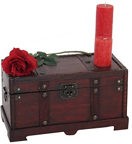 Madera baúl Caja de madera Cofre del Tesoro Valence acabado antiguo 24 x 46 x 23 cm ~ rectangular