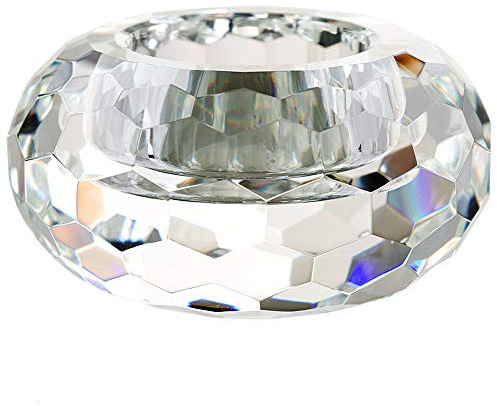 Donoucls Crystal Tealight Holder Candlestick Home Decorations for Dinner Table Wedding 4 Diameter x 2 High